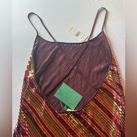 NWT Rixo London Sylvie Sequin-embellished Midi slip dress colorful sz M mobwife - Picture 14 of 15